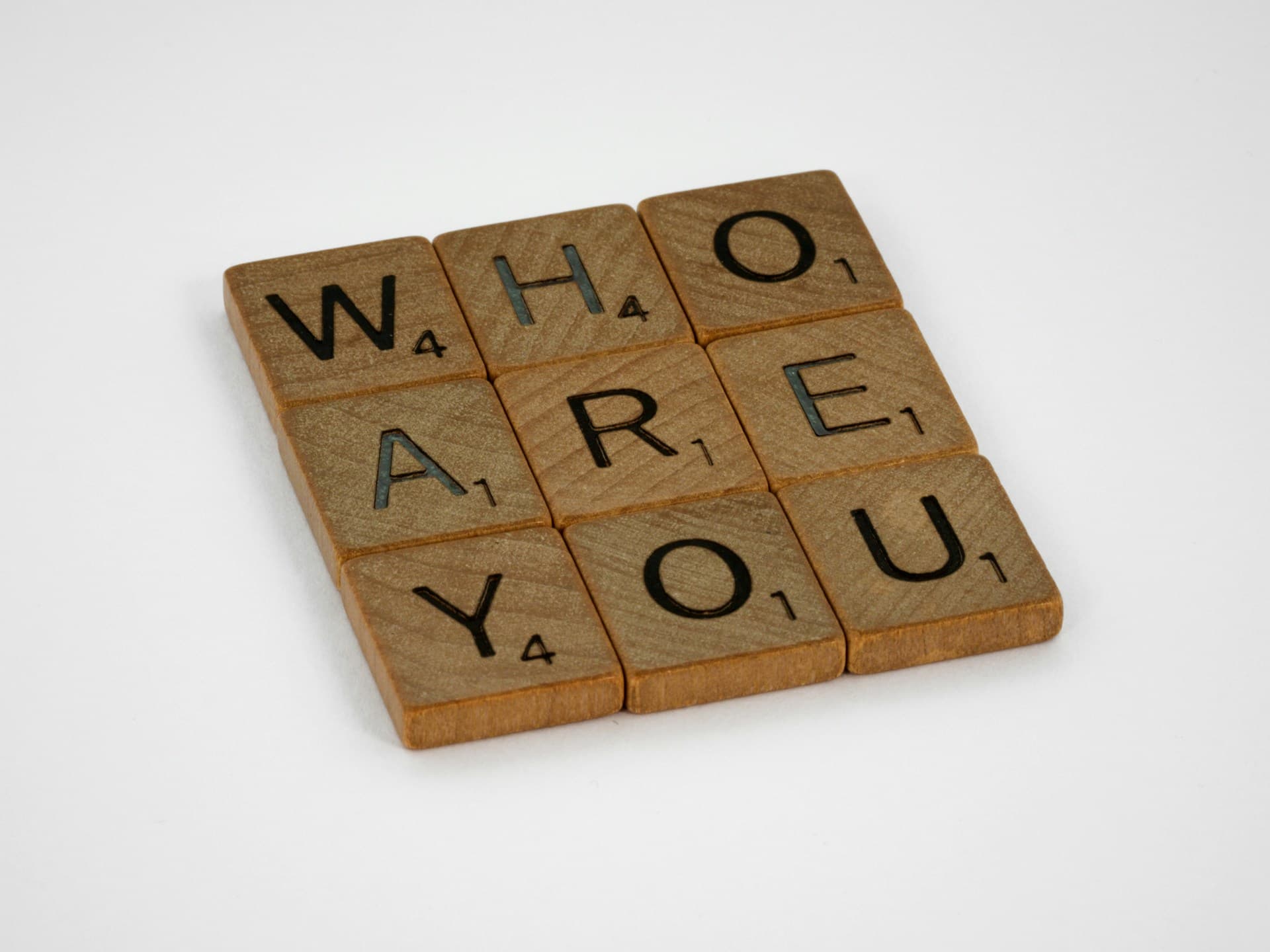 Scrabble tiles with text Who are you